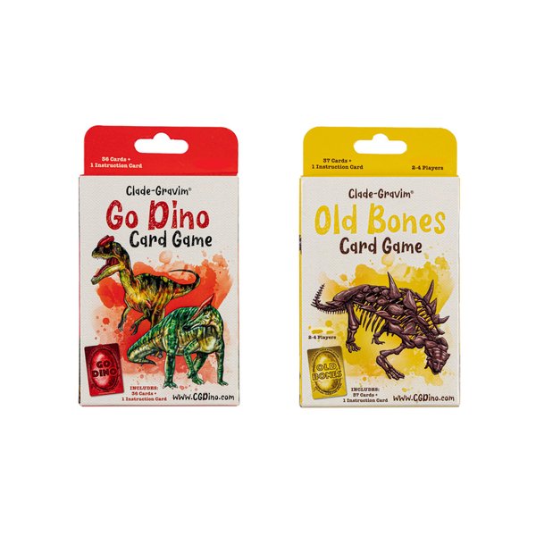 CLADE-GRAVIM Dinosaur Card Games - Old Bones and Go Dino Bundle Playing Cards Dinosaur Game (2 Games)