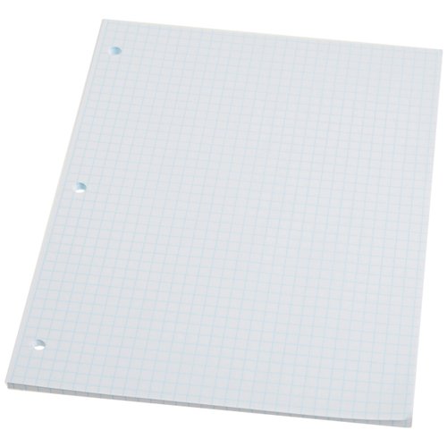 Pacon Filler Paper, White, 3-Hole Punched, 1/4" Grid Ruled 8" x 10-1/2", 80 Sheets