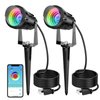 Musuger 1500LM LED High Brightness Outdoor Landscape Lighting 15W RGB Color Changing Landscape Lights Bluetooth Remote Control Spot-Lights with Plug in IP66 Waterproof Flood Light for Garden - 2 Pack