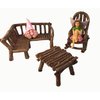 GlitZGlam Miniature Fairy Garden Furniture 3-Piece: Rustic Wood Bench, Rocking Chair and Miniature Table for The Garden Fairies
