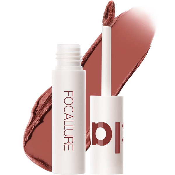FOCALLURE Velvet Matte Liquid Lipstick, Satin-Finish, High Pigmented Lip Color, Cheeks and Lips Tint, Lightweight, Quick-Drying, Sweet Chestnuts
