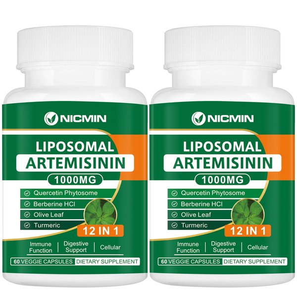 NICMIN Liposomal Artemisinin Supplement 1000mg, Sweet Wormwood Extract with 200mg Quercetin Phytosome, Maximum Absorption for Antioxidant 120 Capsules