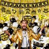 Yoidsan New Years Eve Party Supplies 2025 Happy New Year Decorations, 66Pcs New Years Kit with New Year Banner, Fringe Curtains, Foil Balloons, Happy New Year Hanging Swirls for Happy NYE