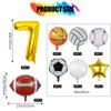 9 Pieces Sports Balloons, Football, Basketball, Baseball, Volleyball, Golf and Soccer Foil Balloon, Sports Birthday Number Mylar Foil Balloon, Sport Theme Birthday Party Supplies Decorations (7th)