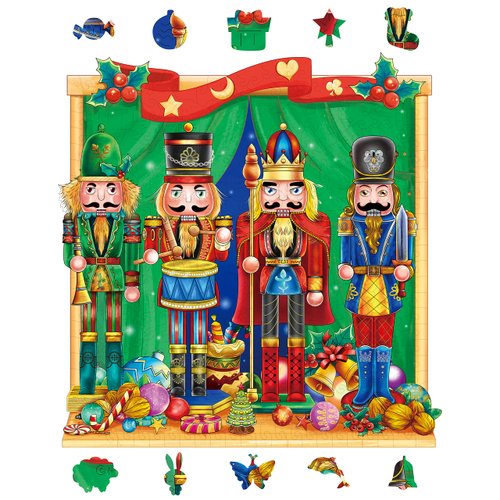 Wooden Puzzles for Adults, Christmas Nutcracker Puzzle, 10'' x 11'', 261 Pieces, Gift for Adults, Wood Puzzles Adult, Wood Cut Puzzles
