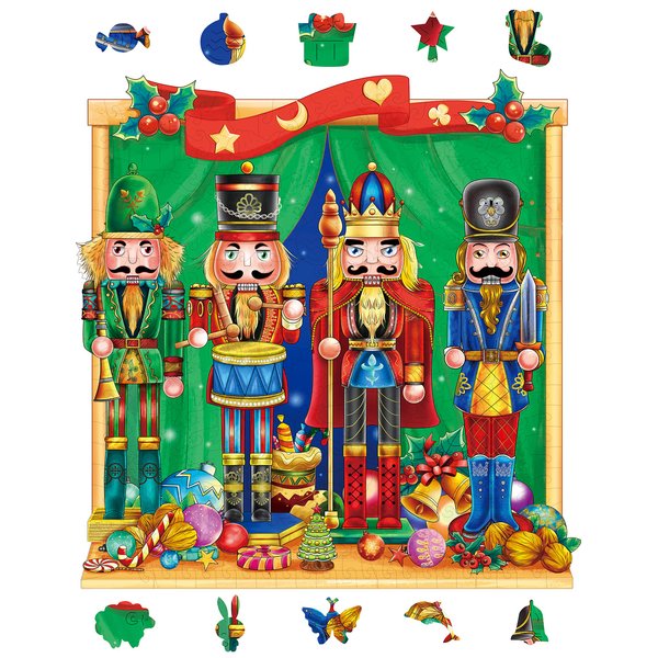 Wooden Puzzles for Adults, Christmas Nutcracker Puzzle, 10'' x 11'', 261 Pieces, Gift for Adults, Wood Puzzles Adult, Wood Cut Puzzles