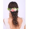 Anglacesmade Bridal Flower and Leaf Hair Comb Blush Ivory Floral Back Comb Eucalyptus Rustic Wedding Prom Party Festival Hair Jewelry for Women and Girls