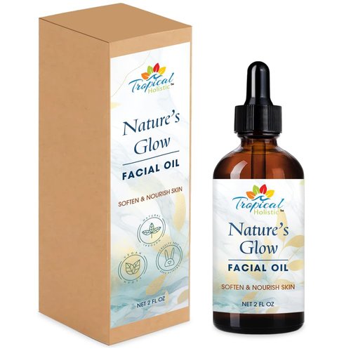 Tropical Holistic Nature's Glow Facial Oil| Anti-Aging Face Oil| Infused with Green Tea, Jojoba, Vitamin E, Carrot | Lightweight & Non-Greasy| Suitable for All Skin Types, 2 fl oz