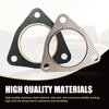 Fluher 2 PCS Car Exhaust Gasket, Durable Metal 500MPa Vehicle Seal Accessories with 3 Holes, Universal Waterproof Oval Automotive Exhaust Gasket Replacements for Truck SUV Car (Silver #2.5In)