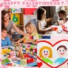 Noveread 24 Pack Valentines Day Gifts Include 24 Pcs Valentines Cards with 24 Pcs Watercolor Paint Bulk 24 Pcs Valentines Gold Foil Rope Mini Watercolor Paint Set for Party Classroom (Vivid Style)