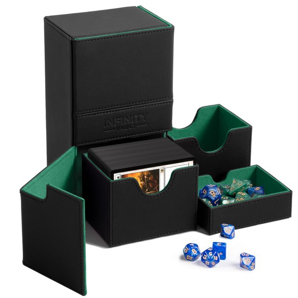 Commander Deck Box with Dual Sideloading & Dice Tray - MTG Deckbox Vault Case for Magic the Gathering, TCG & Pokemon - Card Holder & Organizer - Fits 200+ Double-Sleeved Playing, Trading & Game Cards