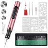 HOTROSE Electric Engraving Pen with 37 Bits, USB Rechargeable Cordless Engraving Machine, Portable DIY Rotary Engraver for Jewelry Wood Glass Stone Carving (Rose Red)
