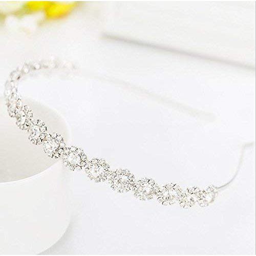 AMMEI HEADPIECE Bridal Headpiece Wedding Headband with Crystal and Hair Accessories(Silver)