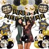 2025 Happy New Year Decorations Kit New Years Eve Party Supplies for Happy New Year Decorations 2025 Black Gold Happy New Year Decor