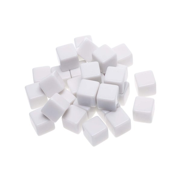 Shapenty 16MM White Acrylic Uniform Blank Dice Cubes for Classroom Board Games, DIY Sticker, Math Counting Teaching, Party Favor, Fun, Alphabet Numbers Puzzle Building Blocks Custom Dice Making, 30PCS