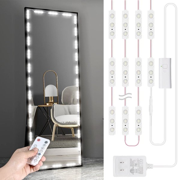 Kintion LED Vanity Mirror Lights with RF Remote, Dimmable Hollywood Style 13ft(4m), Bathroom Waterproof, for Full Body Mirror, Makeup Mirror, Vanity Mirror, Bathroom Mirror(Mirror Not Include)