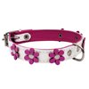Real Leather Daisy Flowers Dog Collar (White/Pink, 10.75"-12" Neck; 5/8" Wide)