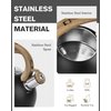 Hauce Radio Tea Kettle Stovetop, Black Tea Kettles-2.1 Quart Loud Whistle Stovetop Teapot,Food Grade Stainless Steel with Wood Pattern Handle, Unique Button Control Kettle Outlet for Tea, Coffee