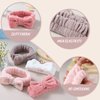 VITEVER 4 Pack Spa Headband for Washing Face, Girls Makeup Bow Tie Hair Band, Microfiber Women Headbands, Elastic Headband to Wash Face Skincare Cosmetics Shower- White, Brown, Rose Pink, Light Pink