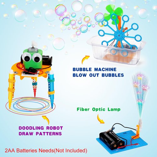 STEM Robotics Kit 6 Set Science Experiments Project Activities for Kids 6-8 8-12 Engineering Building Toy Electronic Motor Robot Craft for Boy 5 6 7 8 9 10 12+ Year Old Girl Gift Summer Outdoor Toy