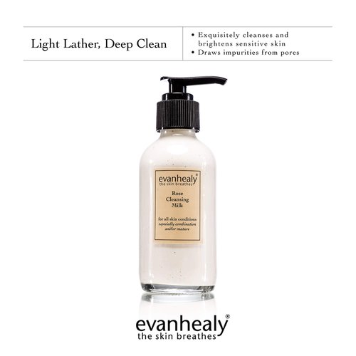 evanhealy Rose Cleansing Milk | Natural Distilled Plant Hydrosols & Essential Oils | Gentle Facial Cleanser for All Skin Types