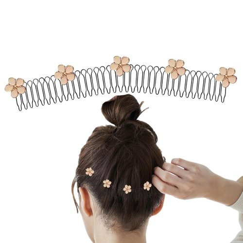 1Pc Stretchable Invisible Flower Hair Clips- U Shape Hair Finishing Fixer Comb| Stretchable Hair Pin, Cute Invisible Hair Holder| U Pin Hair Clips, Hair Styling Tools