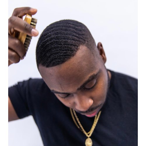 Attraction77 Premium Palm Wave Brush - Medium Hard Palm Curved Wave Brush for Men - Made with Nature Beech Bristle Men's Hair Brush Wave Brush For Men 360