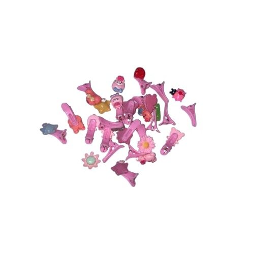 Generic Lucky Rudra Plastic Mini Hair Clips For Girls Pack 20 Pcs Pink Color, 1 Count (Pack of 1)
