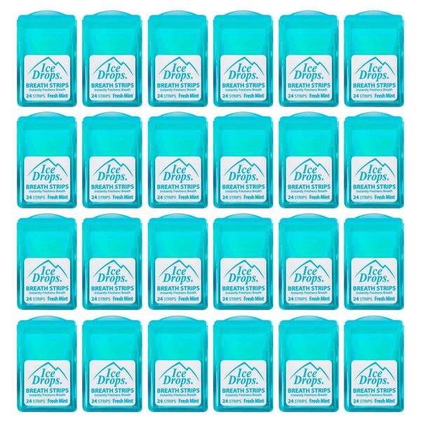 Ice Drops® | 24 Individual Packs of Sugar-Free Breath Strips for Instant Fresh Breath | Each Pack has 24 Fresh Mint Flavored Strips (576 Total Strips)