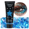 Gl-Turelifes Face Body Glitter Gel Sequins for Eyes, Lips,Hair, Nail, Face and Body - Mermaid Flakes Chunky Glitter Festival Accessory 30ml (#08 Blue)