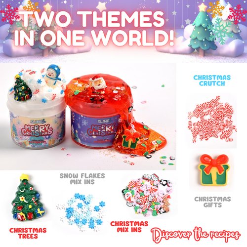 Toysbutty Christmas Slime Kit,2 Pack Scented Cloud & Clear Slime for Kids,Slime Kits with Santa Claus Charm, Soft Stretchy Advent Calendar 2024,Slime Party Favors for Girls,Holiday, Classroom Gifts