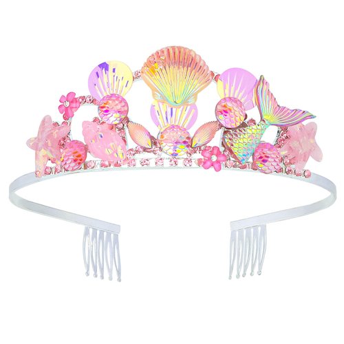 Casoty Mermaid Party Decorations, Mermaid Crown, Mermaid Party Favors for Women Girls, Mermaid Headband, Mermaid Hair Accessories for Halloween Birthday Party Costume