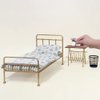 Aizulhomey Golden Dollhouse Bed Set (4pcs)-1/6 Scale Dollhouse Gold Miniature Furniture Decoration Accessories