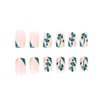 24Pcs St. Patricks Day Fake Nails Short Square French Tip Press on Nail Green Shamrocks with Glitter Full Cover Stick on Nails Designs Acrylic False Nails Irish Glue on Nails for Women Girls DIY