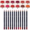 Betued 12 Colors Lip Liner Pencil, Lip Makeup Soft Pencils, Mattee Waterproof Lip Liner Pencil Lipstick Pen Long-lasting Comestic Tool Matte Lip Liner Pencil Set
