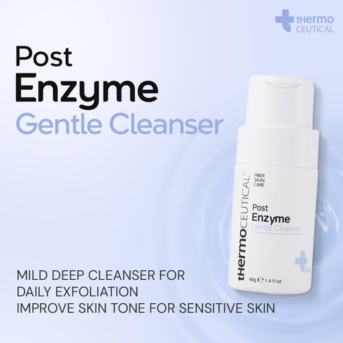tHermoCEUTICAL Post Enzyme Gentle Cleanser - Daily Exfoliating Facial Wash, Removes Dead Skin Cells & Impurities, Control Excess Sebum, Rich Foam, No Powder Clumping, 1.4 fl.oz
