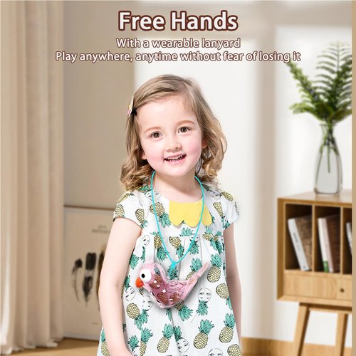 Kids Toys Bird Whistle with Lanyard Fidget Toys Plastic Whistle Party Favors for Kids 4-8 Birthday Gifts (Blue)