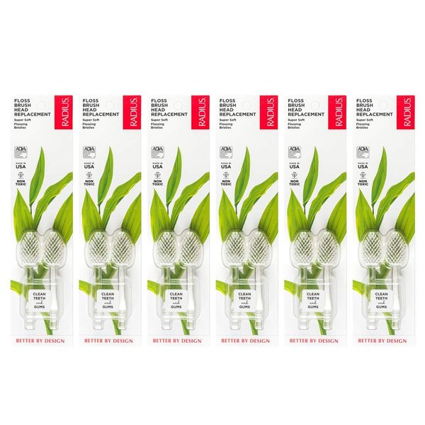 RADIUS Toothbrush Replacement Brush Heads 2-Count Improve Gum Health & Reduce Gum Issues - Super Soft - Pack of 6