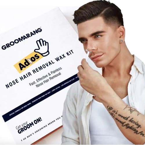 Groomarang Adios Nose Hair Removal Wax Kit Nasal & Ear Hairs - Painless, Effective And Safe