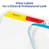 Avery 5 Tab Dividers for 3 Ring Binder, Easy Print & Apply Clear Label Strip, Index Maker Customizable Multicolor Tabs, 5 Sets (11418)