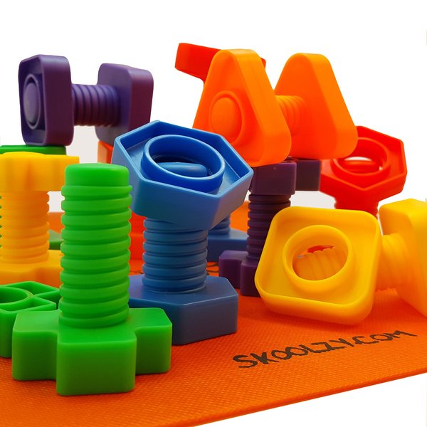 Skoolzy Toddler Tools Set for Sensory & Physical Therapy Nuts and Bolts, 24 Pc Educational Toys for Toddlers 1-3, Open Ended Building Toy for Boys, Ideal 2 Year Old Boy Gift & Stocking Stuffers