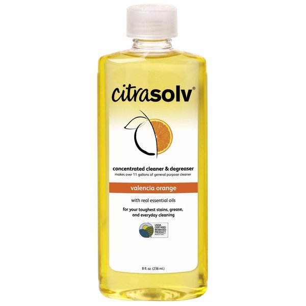 Citra Solv Concentrated Cleaner & Degreaser, Deodorizer, Home & Outdoor, Adhesive Remover, Paint Thinner, Natural Orange Oil, Valencia Orange 8 Fl Oz