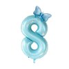 40inch Light Blue Butterfly Number 8 balloons, Giant Big Foil Mylar Helium Numbers Balloons 8, Butterfly Themed Birthday Party Supplies, 8th Birthday Balloons Decorations (8)