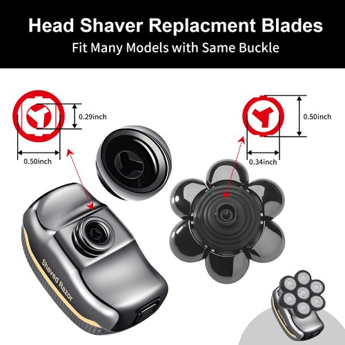 UPTARD 7D Blade Replacement Heads, Shaver Replacement Blades, Head Shavers for Bald Men, Shaver Head Replacement, Stainless Steel Rotary Blades for Electric Head Razor