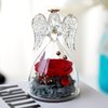 Yamonic Mom Birthday Gifts for Mom, Angel Figurines with Real Rose Gifts for Her Mom Grandma,Preserved Rose in Glass Angel Figurines for Mothers Day Christmas Anniversary Birthday Gifts for Her (Red)