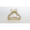 Small gold bead and crystal bow gold metal hair claw clip bridal clip