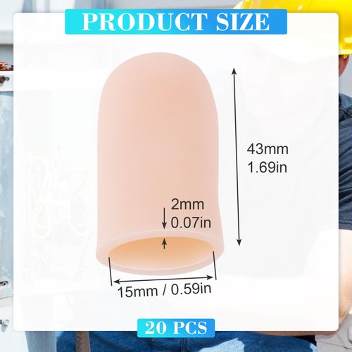 ANCIRS 20pcs Gel Finger Support Protector Caps Gloves, Gel Finger Cots/Covers, Silicone Fingertips for Hands Cracking, Eczema Skin, Trigger Finger Arthritis Pain Relief