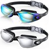 Aegend Swim Goggles, 2 Pack UV Protection,Adjustable,Anti Fog Swimming Goggles No Leaking Adult Men Women Youth, Aqua & Bright Sliver