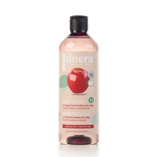 Itinera Protective Body Wash with Apple from Trentino Alto Adige (12.51 fl oz) - with Aloe vera and Glycerine - Vegan Friendly - 95% Natural Origin Ingredients