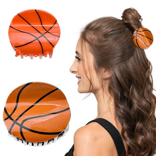 2 Pcs Basketball Hair Claw Clips Sports Hair Clips Fancy Non-Slip Hair Barrettes Vintage Hair Jaw Clamps Hair Updo Grip Hair Accessories for Women Girls